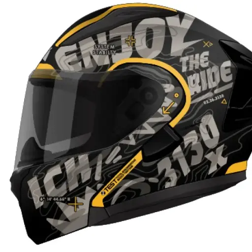 [206809] CASCO ABATIBLE ICH 3130 SCALE NEGRO AMARILLO MATE XL