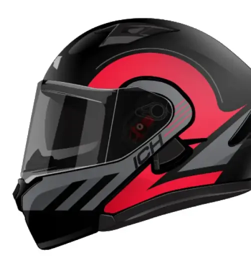 [209693] CASCO ABATIBLE ICH 3130 XTREME NEGRO ROJO BRILLO XL
